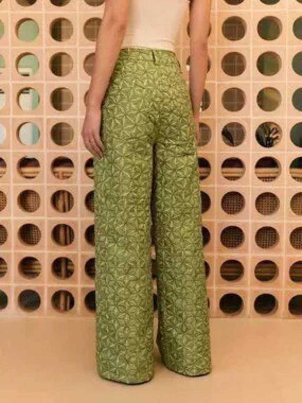 ZARA Green Casual Women's Wide-Leg Pants